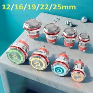 Metal Push Button Switch Momentary / Latching illuminated 12/16/19/22/25mm 220V - Picture 1 of 30