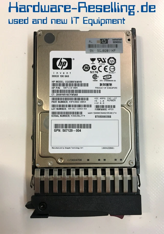 HP 300 GB 2.5 " 10K SAS EG0300FAWHV 507284-001 507119-004 9FK066-085 507129-004 - Immagine 1 di 1