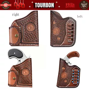 Tourbon Retro Leather Pocket Handgun Holster for NAA Mini Revolver .22mag Holder - Picture 1 of 48