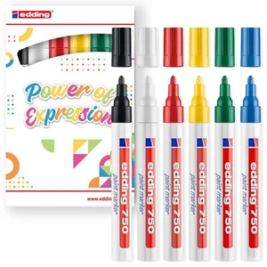 edding 750 Glanzlackmarker Stift - 6er Set Stifte - 2-4mm Spitze - Multi Surface - Bild 1 von 11