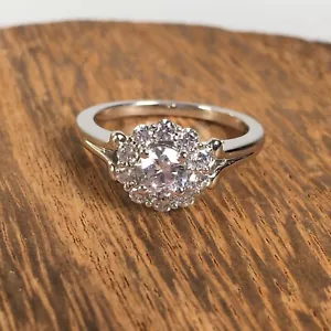 Sterlingsilber CZ Ring Größe 6,75 Gesamtgewicht 3,40 g Promise Sweetheart Halo - Bild 1 von 7