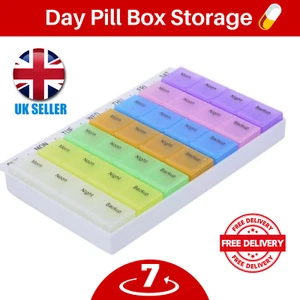 7 Day Pill Box Daily Tablet Medicine Dispenser Organizer Weekly Storage UK - Picture 1 of 10
