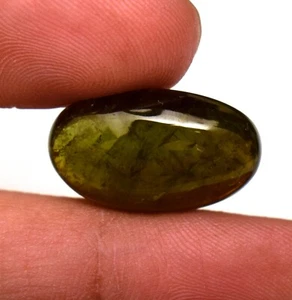 Natural Green Tourmaline Oval Shape Cabochon 15.20 Ct Certified Loose Gemstone - Picture 1 of 5
