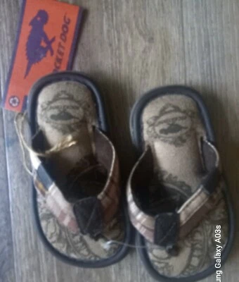 ROCKET DOG "TARTAN" TODDLER 5 PADDED DARK BROWN  FIP FLOPS SIZE 5  - Image 1 of 4