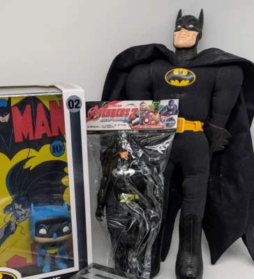 Batman Collectibles Lot  3 Toys, 1989 Plush Doll, Funko, Obscure - Image 1 of 4