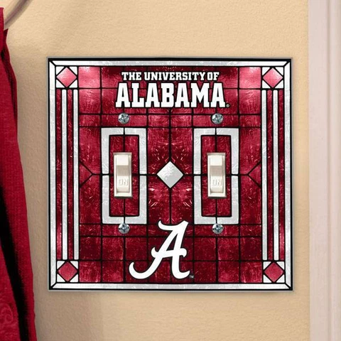 Alabama Crimson Tide Art-Glass Double Switch Plate Cover FREE SHIPPING Cover