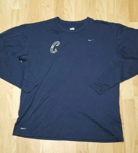 NikeFit Dry Men's XL "C" Navy Blue Crew-Neck L/S Shirt EUC - Picture 1 of 5