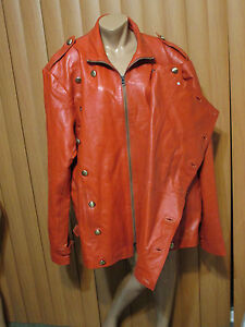 Rocketeer Jacket Coat Men Large Genuine Leather High Quality Cliff Secord Orange