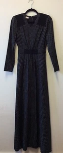 1980s Black And White Polka Dot Maxi Dress UK 10 - Picture 1 of 4