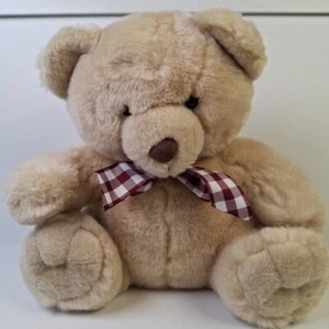 Vintage Ganz McDuff Bear Plush Tan Bear Red Plaid Bow Soft Fluffy 12’ 1999 - Picture 1 of 14