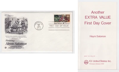TurtlesTradingPost- Haym Salomon- 1975 #1561 FDC Artcraft- ICI Ad Cover - Image 1 of 4