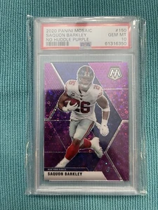 2020 Saquon Barkley Mosaic No Huddle Purple Prizm 43/50 (#150) PSA 10 (Pop 4)  - Picture 1 of 3