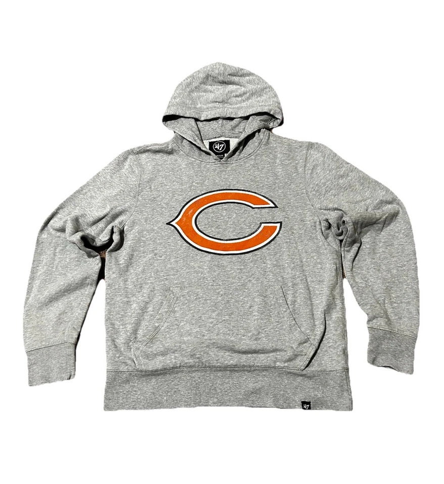Sudadera con Capucha Pullover Marca Chicago Bears '47 Gris Equipo NFL "C" Logo Para Hombres M Foto 1 de 4