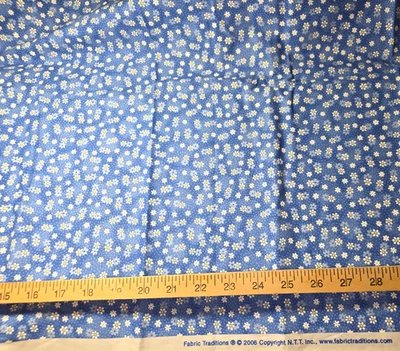Tiny Daisies Blue Cotton Craft Sewing Fabric 24 inches NEW Vintage - Image 1 of 2