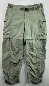 REI Convertible Pants Womens 8P Olive Green Zip Off UPF 50+ Belted Nylon Hiking - Picture 1 of 13