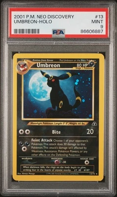 PSA 9 Umbreon 13/75 Neo Discovery Holo Pokémon Card Mint WOTC Vintage - Image 1 of 3