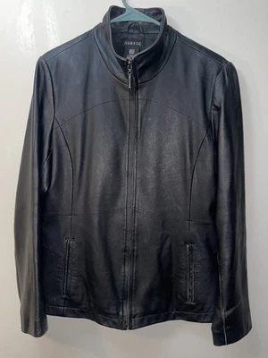 Женская мотоциклетная куртка George 100% черная кожа на молнии размер средний - Изображение 1 из 4