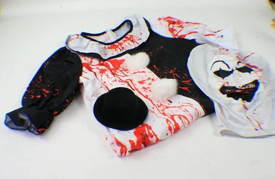 Vestido fantasia Halloween sangrento "Art the Clown" com máscara de tecido e chapéu feminino MED - Imagem 1 de 4