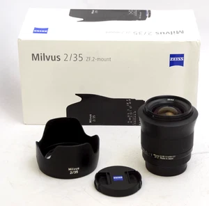 Zeiss Milvus 2/35 ZF.2-Mount Nikon F-Mount Lens Clean EX Condition w/Hood,Box - Picture 1 of 17