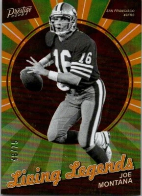 2023 PANINI PRESTIGE LIVING LEGENDS XTRA POINTS GOLD #LL-23 JOE MONTANA 48/75 - Image 1 of 2