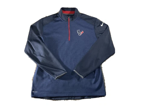 Houston Texans Sweatshirt NFL on Field Navy Quarter Zip Pullover XL Nike Dry Fit Cover