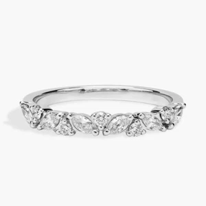0.30CT Marquise & Round Lab-Grown Diamond Half Eternity 950 Platinum Women Ring - Picture 1 of 7