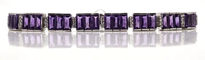 VINTAGE Sterling Silver / Amethyst Ladies Slide Bracelet - Bild 1 von 6