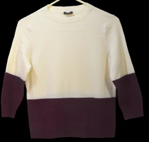Talbots 100% Merino Wool Pullover Sweater Cream/Burgandy Womens Sz Small Petite - Picture 1 of 7
