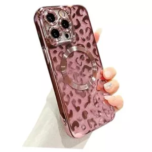for Case Magnetic,Soft Cute Luxury Leopard Cheetah iPhone 12 Pro Max Pink - Picture 1 of 7