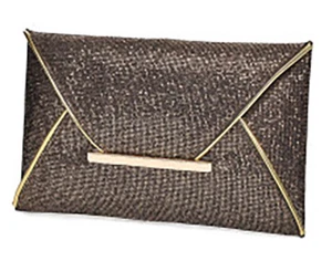 Pochette glitterata bordi oro borsa cerimonia nero cm 18 x cm 28 - Picture 1 of 4