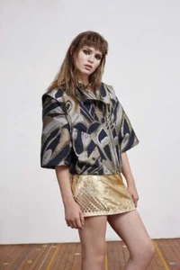 BNWOT SASS & BIDE "Dear My Love" Gold Leather Mini Skirt - Size 6 - $690 - Picture 1 of 14