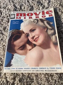 VINTAGE MOVIE MIRROR Aug 1938 Norma Shearer Luise RainerTyrone Power EUC - Picture 1 of 23