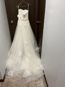 Size 10 Annasul Y LM-0211 Ivory Wedding Dress Bridal NWT Strapless - Picture 1 of 11