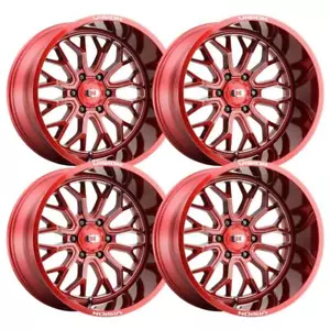 (Set-4) Vision Offroad 402 Riot 22x10 6x135 -19mm RED Wheels Rims 22 inch - Picture 1 of 1