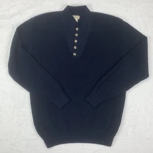Suéter vintage LL chal cuello de frijol para hombre XL azul largo 1/4 botones algodón EE. UU. - Imagen 1 de 10