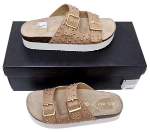 Zapatos sandalias planas KURT GEIGER Ruse con tachuelas para damas rubor con correa precio de venta sugerido por el fabricante £79 - Imagen 1 de 8