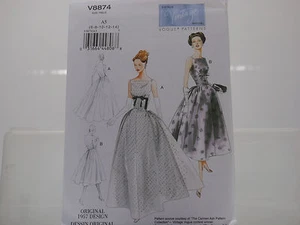 Vogue 8874 V8874 Vintage Modell Original 1957 Design, Braut/Abiball Kleid Muster - Bild 1 von 7
