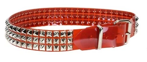 Vinyl Red Three Row Silver Pyramid Stud Belt Punk Goth Metal Funk Plus USA  - Picture 1 of 3