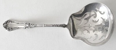 RARO 1906 Oneida Rockford Plateado ROMERO GRANDE Perforado PEA Cuchara para Servir Foto 1 de 4