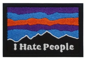 I HATE PEOPLE Embroidered Morale Patch Hook & Loop Back PARODY FUNNY ANTISOCIAL - Picture 1 of 4