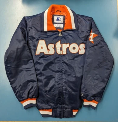 Houston Astros MLB Béisbol Satinado Cremallera Starter Chaqueta XL Cosida Auténtico Bombardero Foto 1 de 4