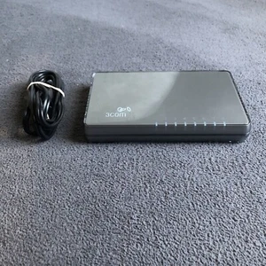3Com 3CFSU08 8 Port Ethernet Switch Hub Splitter w/ Power Cable - WORKS - Picture 1 of 10
