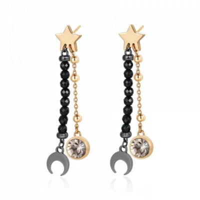 Sagapo Orecchini Pendenti Donna Acciaio Luna e Cristallo Sagapò SAR16 S'agapo - Immagine 1 di 2