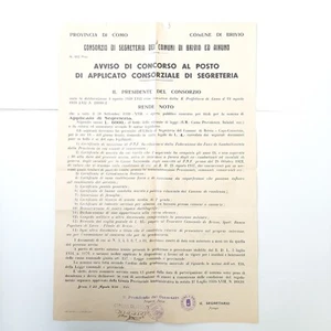 Cartel Consorcio De Secretaría De Los Municipios De Brivio Y Airuno Año 1939 - Imagen 1 de 3