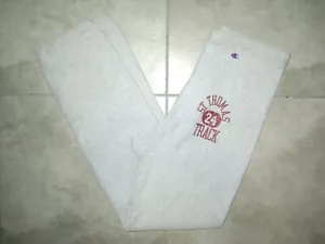 Felpa vintage CHAMPION BRAND tessuto rovesciato St. Thomas UST grigia pista USATA L - Foto 1 di 12