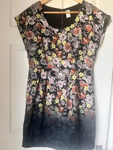 VILA Clothes Paperbag Shape Tora Dress Floral Black Ombre Zip, Size L, Petite - Picture 1 of 12
