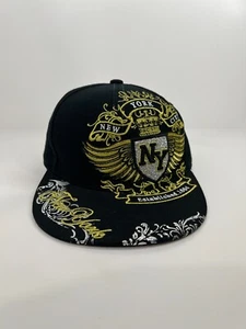 K & B Ethos New York City NY cap hat adult fitted medium M black gold embroidery - Picture 1 of 9