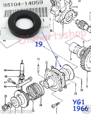 Yamaha YG1 YJ1 YL1 YAS1 AS2C DT175 RD350LC Oil Pump Oil Seal NOS 93104-14059 OEM Foto 1 de 3