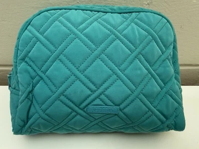 Vera Bradley Turquesa Verde Azulado Microfibra Grande Cremallera Bolsa de Cosméticos Estuche Viaje Usado en Excelente Condición Foto 1 de 4