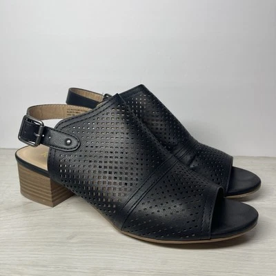 Sandalias de tacón negras restringidas con correa para el tobillo para mujer talla 10” Foto 1 de 4